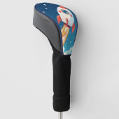 Cute space rocket blasting off golf headcover (angewinkelt)