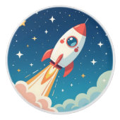 Cute space rocket blasting off keramikknauf (Vorderseite)