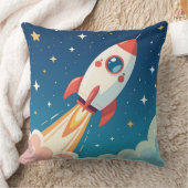 Cute space rocket blasting off kissen (Decke)