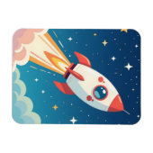 Cute space rocket blasting off magnet (Horizontal)