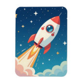 Cute space rocket blasting off magnet (Vertikal)