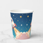 Cute space rocket blasting off pappbecher (Rückseite)