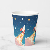 Cute space rocket blasting off pappbecher (Rechts)