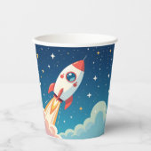 Cute space rocket blasting off pappbecher (Vorderseite)