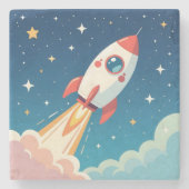 Cute space rocket blasting off steinuntersetzer (Vorderseite)