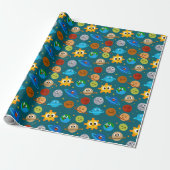 Cute Space Wrapping Paper, Suns, Earths, Moons Geschenkpapier (Ungerollt)