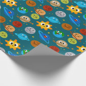 Cute Space Wrapping Paper, Suns, Earths, Moons Geschenkpapier (Ecke)