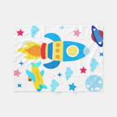 Cute Spacecraft Rocket Ships Pattern Fleecedecke (Vorderseite (Horizontal))
