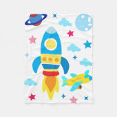 Cute Spacecraft Rocket Ships Pattern Fleecedecke (Vorderseite)