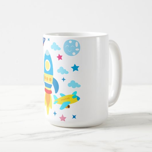 Cute Spacecraft Rocket Ships Pattern Kaffeetasse (VorderseiteRechts)