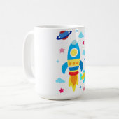Cute Spacecraft Rocket Ships Pattern Kaffeetasse (Vorderseite Links)