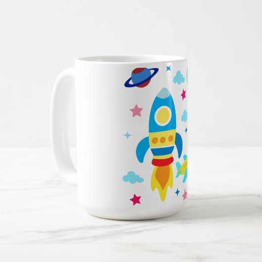 Cute Spacecraft Rocket Ships Pattern Kaffeetasse (Vorderseite Links)