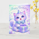 Cute Sparkle Kitten Happy Birthday Card - Magical  Karte (Gelbe Blume)