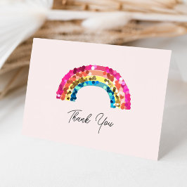 Cute Sparkly Sequin Rainbow Birthday Party Dankeskarte
