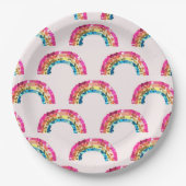 Cute Sparkly Sequin Rainbow Birthday Party Pappteller (Vorderseite)