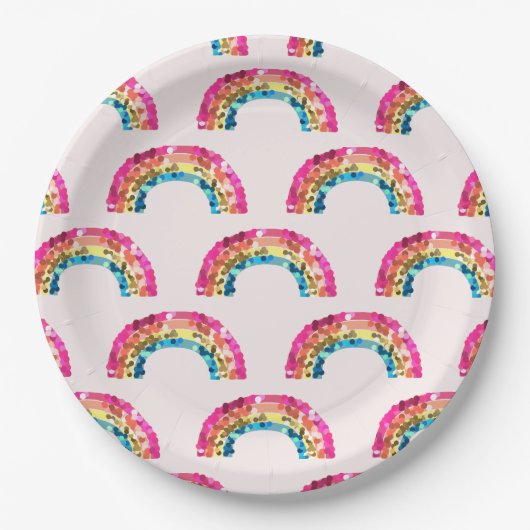 Cute Sparkly Sequin Rainbow Birthday Party Pappteller (Vorderseite)