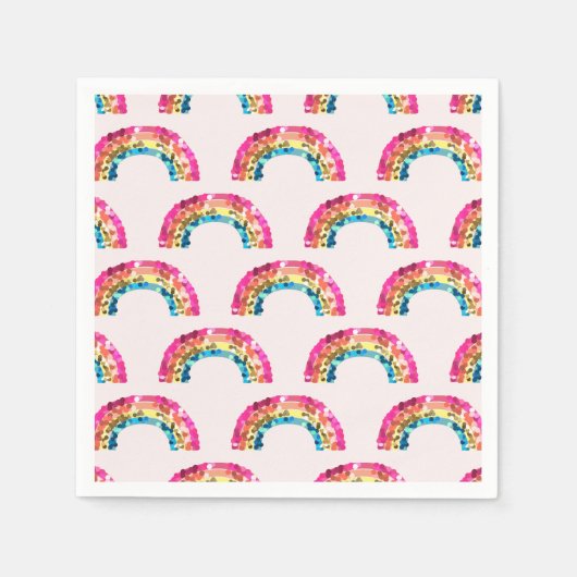 Cute Sparkly Sequin Rainbow Birthday Party Serviette (Vorderseite)