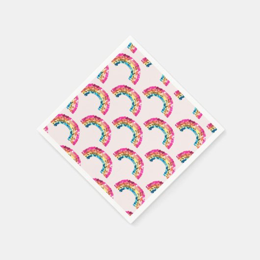 Cute Sparkly Sequin Rainbow Birthday Party Serviette (Ecke)