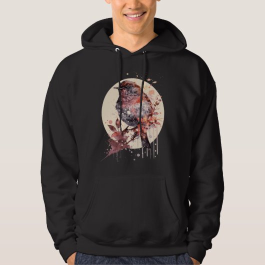Cute Sparrow Bird Japanese Cherry Blossom Sakura Hoodie (Vorderseite)