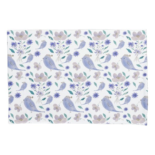 Cute Sparrow With a Flower Hat Kissenbezug (Vorderseite)