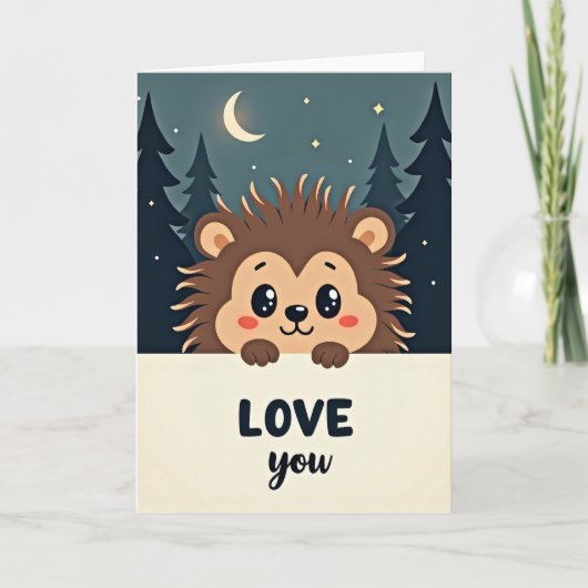 Cute Spiky Hedgehog Love You Card Karte (Vorderseite)