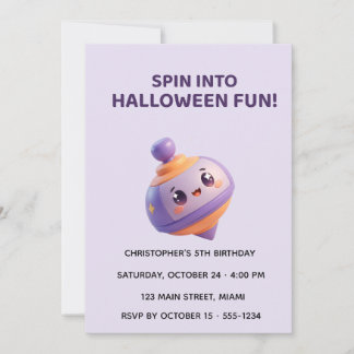 Cute Spinning Top Halloween Birthday Invitation Einladung