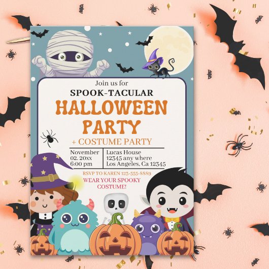 Cute Spooktacular Halloween Costume Party Kids Einladung