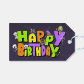 Cute Spooktacular Halloween Monster Happy Birthday Geschenkanhänger (Vorderseite (Horizontal))