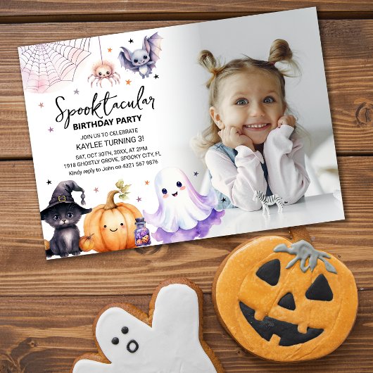 Cute Spooktacular Photo Birthday Party Einladung