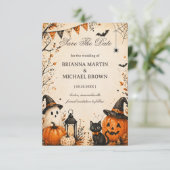 Cute Spooky Autumn Save The Date (Stehend Vorderseite)
