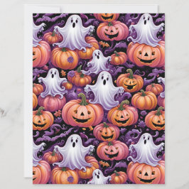Cute Spooky Ghosts & Jack-o'-Lantern Pattern Paper