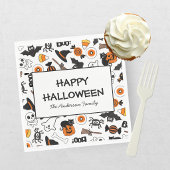 Cute Spooky Halloween Black and Orange Serviette
