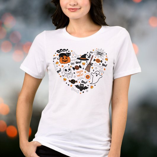 Cute Spooky Halloween Black and Orange Tri-Blend Shirt