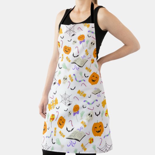 Cute Spooky Halloween Candy and Pumpkins Pattern Schürze (InSitu)