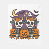 Cute Spooky Skeleton Cows Fleece Blanket (Vorderseite)