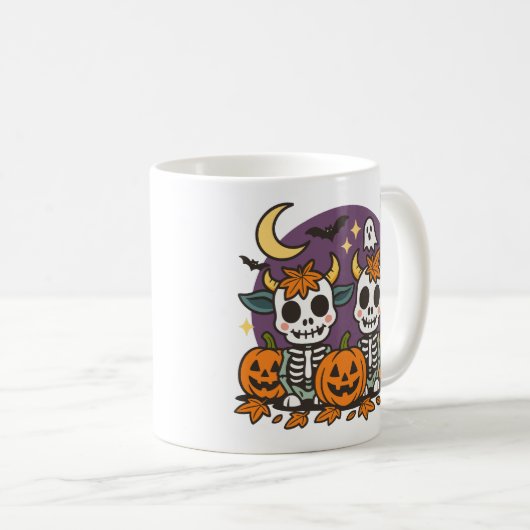 Cute Spooky Skeleton Cows with Classic Mug, 11 oz Kaffeetasse (VorderseiteRechts)