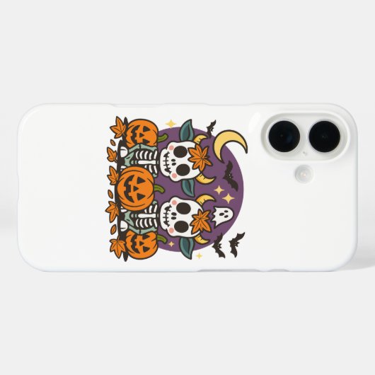 Cute Spooky Skeleton Cows with Pumpkins  Case-Mate iPhone Hülle (Rückseite (Horizontal))