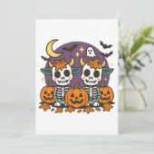 Cute Spooky Skeleton Cows with Pumpkins Invitation Einladung (Stehend Vorderseite)