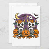 Cute Spooky Skeleton Cows with Pumpkins Invitation Einladung (Vorne/Hinten)