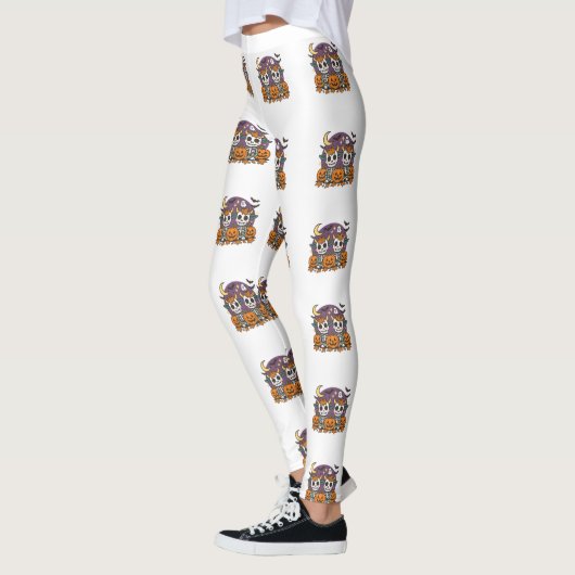 Cute Spooky Skeleton Cows with Pumpkins  Leggings (Links)