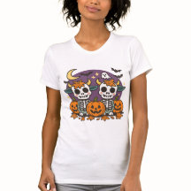 Cute Spooky Skeleton Cows with Pumpkins T-Shirt
