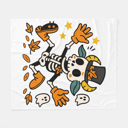 Cute Spooky Skeleton Goat Fleece Blanket (Vorderseite (Horizontal))