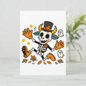 Cute Spooky Skeleton Goat with Top Hat Invitation Einladung (Stehend Vorderseite)