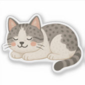 Cute Spotted Gray Tabby Cat Sleeping Aufkleber (Vorderseite)