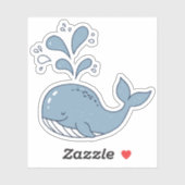 Cute Spouting Whale Motif ID1251 Aufkleber (Blatt)
