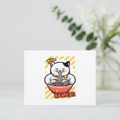 Cute Spread Love Lucky Cat from Japan Eating Ramen Postkarte (Stehend Vorderseite)
