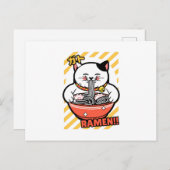 Cute Spread Love Lucky Cat from Japan Eating Ramen Postkarte (Vorne/Hinten)