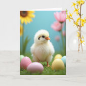 Cute Spring Chick Scene Card Karte (Gelbe Blume)
