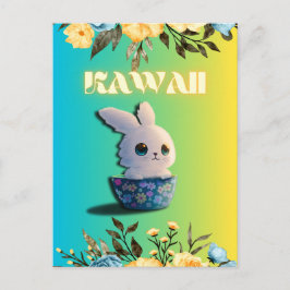 cute spring rabbit with flowers for easter feiertagspostkarte