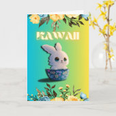 cute spring rabbit with flowers for easter karte (Gelbe Blume)
